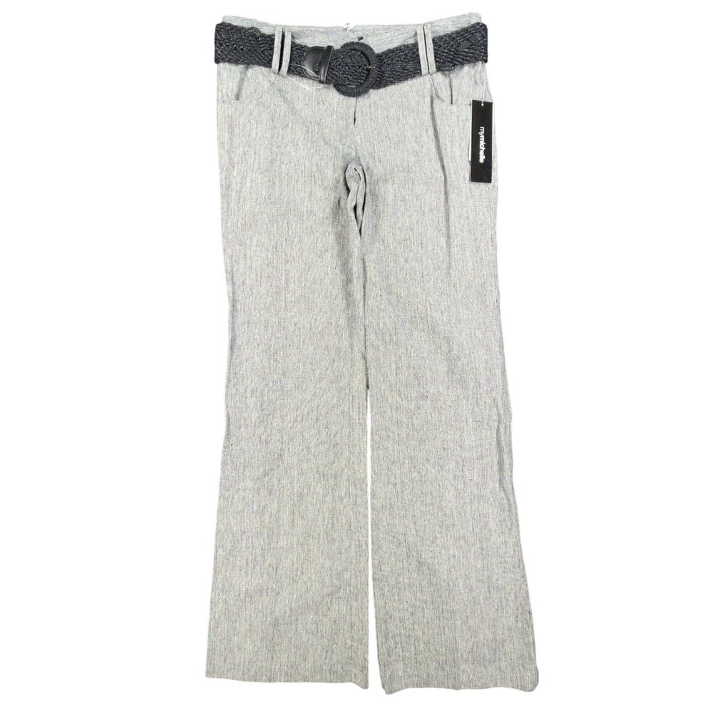 my michelle Y2K Wide Leg Trousers Womens 9 Gray Linen Cotton NWT C704
